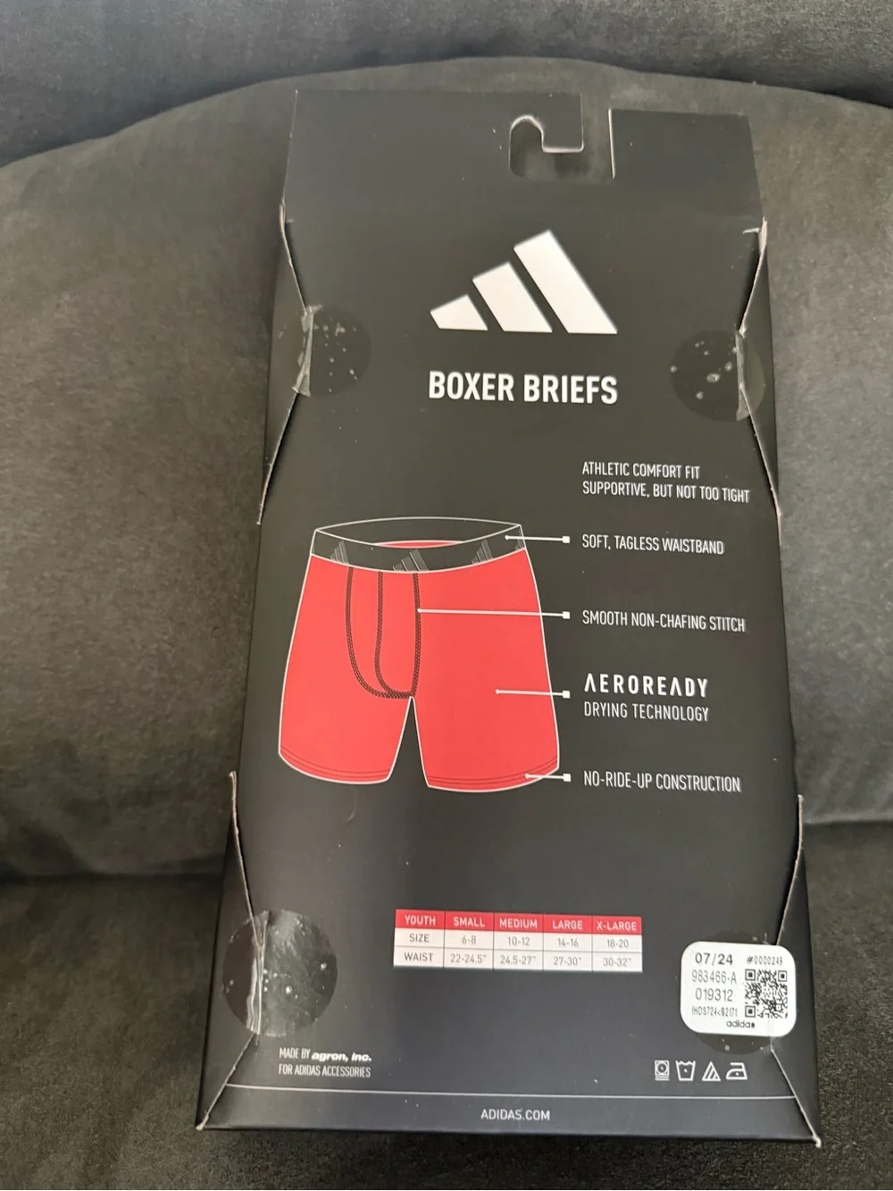 adidas Kids Black and Gray Boxer Briefs 4-Pack